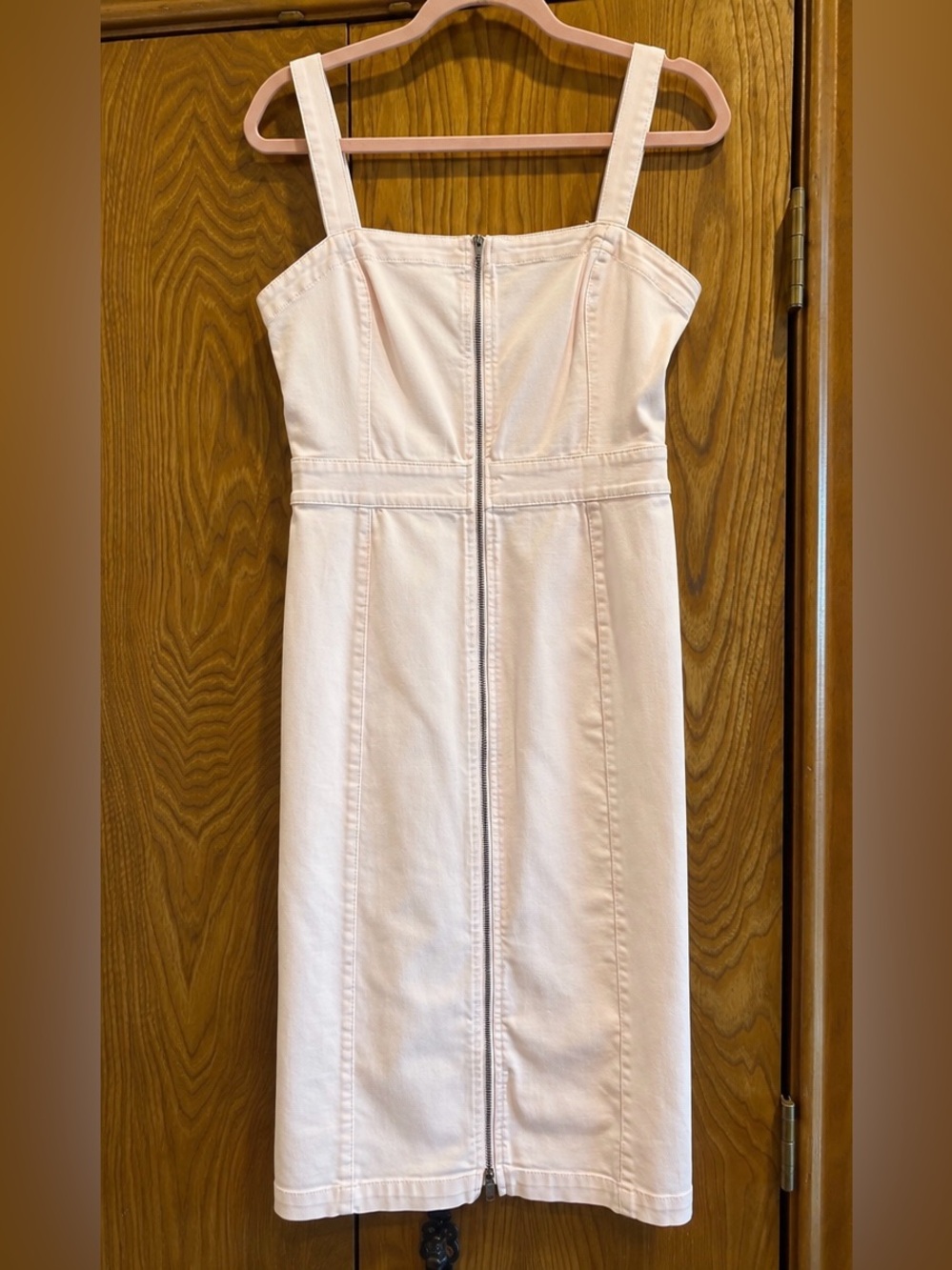 NWT BOLD Elements Elie Tahari Blush Denim Zip Front Midi Dress M